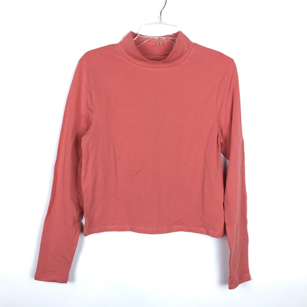 Wild Fable Coral Long Sleeve High Neck Shirt Top